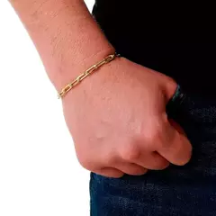 Pulseira Malha Cadeado Elo Comprido 21cm Banhada a Ouro 18K - comprar online