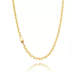 Corrente Malha Cadeado Banhada a Ouro 18K 70cm
