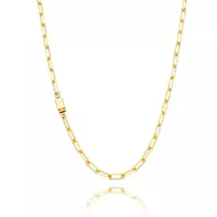 Corrente Malha Cadeado Elo Comprido Banhada a Ouro 18K 70cm na internet