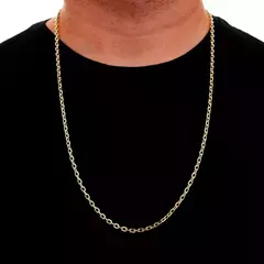 Corrente Malha Cadeado Banhado a Ouro 18K 70cm