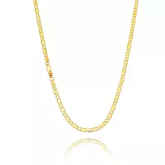 Corrente Malha Piastrini Banhada a Ouro 18K 70cm