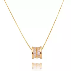 Gargantilha Beloved Cravejada com Zircônias Navette Banhada a Ouro 18K