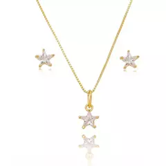 Conjunto de Colar e Brinco de Estrela Banhado a Ouro 18K - CJ0001 - comprar online