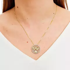 Gargantilha Divino Espírito Santo Redondo Vazado Banhada a Ouro 18K 45cm