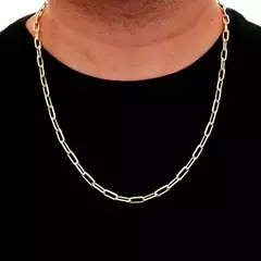 Corrente Malha Cadeado Elo Comprido Banhada a Ouro 18K 60cm na internet