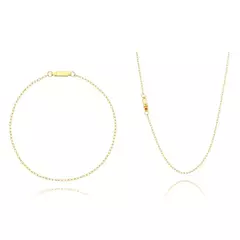 Kit Corrente e Pulseira 21cm Cadeado 1.5mm Banhado a Ouro 18K - KT0002