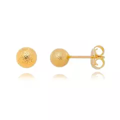 Brinco Bola Fosca 6mm Banhado a Ouro 18K
