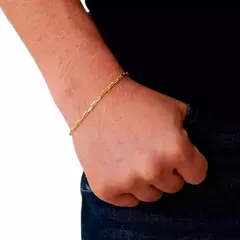 Pulseira Malha Cadeado Comprido 21cm Banhada a Ouro 18K - comprar online