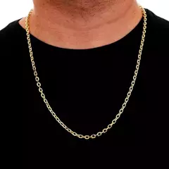 Corrente Malha Cadeado Banhado a Ouro 18K 60cm