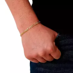 Pulseira Malha 3x1 21cm Banhada a Ouro 18K - comprar online
