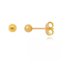 Brinco Bola Fosca 4mm Banhado a Ouro 8 18K