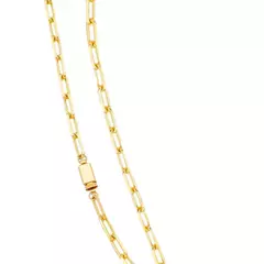 Corrente Malha Cadeado Elo Comprido Banhada a Ouro 18K 60cm - comprar online