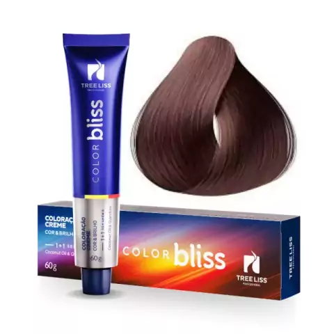 Coloração sem Amônia Color Bliss 4.65 Castanho Médio Vermelho Acaju 60g - Tree Liss