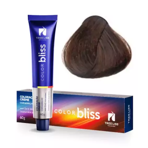 Coloração sem Amônia Color Bliss 4.7 Castanho Médio Marrom 60g - Tree Liss