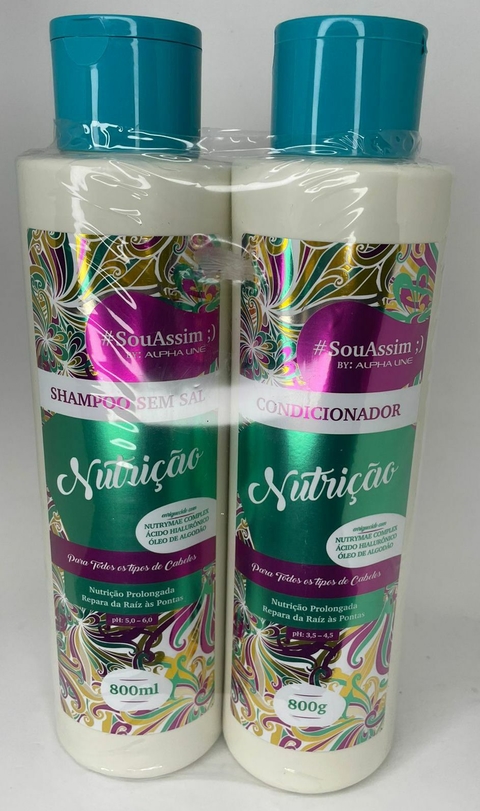 Kit Shampoo+Condicionador #SouAssim Nutriçao 800ml - Alpha Line