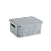 Cesto Organizador Rattan Pequeno Cinza com tampa 25,5x20x10,7cm (062C)