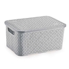 Cesto Organizador Rattan Médio Cinza com tampa 32,3x22,5x14,8cm (068C)