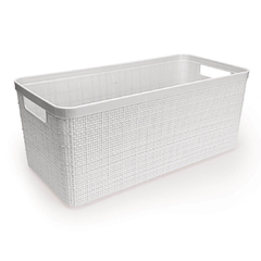 Cesto Juta Alongado Branco Grande 34,5x16,5x14,5cm (258B)
