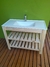 Vanitory de Madera con Cajon 1 Metro + Bacha + Griferia Monocomando Lavatorio Cuadrada + Rejilla - comprar online