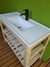 Vanitory de Madera con Cajon 1 Metro + Bacha + Griferia Lavatorio Negra Cuadrada + Rejilla - comprar online