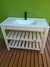 Vanitory de Madera con Cajon 1 Metro + Bacha + Griferia Lavatorio Negra Cuadrada + Rejilla - tienda online