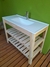 Vanitory de Madera con Cajon 1 Metro + Bacha + Griferia Monocomando Lavatorio Tubo Cromo + Rejilla - tienda online