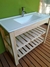Imagen de Vanitory de Madera con Cajon 1 Metro + Bacha + Griferia Monocomando Lavatorio Tubo Cromo + Rejilla