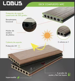 PISO DECK LOBUS CHOCOLATE/JADE UH02 0.022X0.14X2.90 (0.406m2) LOBUS - comprar en línea