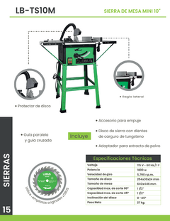 SIERRA DE MESA MINI 10" 1,800W 115V LB-TS10M