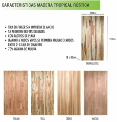 TABLERO ECOTAB LISTONADO DE HUANACAXTLE 18X1.22X2.44 RUSTICO en internet