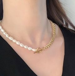 Cadena cubana con perlas - comprar en línea