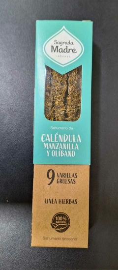 Incenso Calêndula camomila e Olíbano 9 varetas grossas sagrada madre