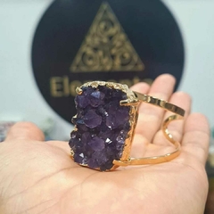 Bracelete Ametista uruguaia premium acabamento Dourado