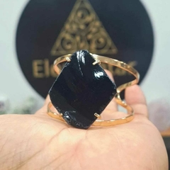 Bracelete Obsidiana premium acabamento dourado - comprar online