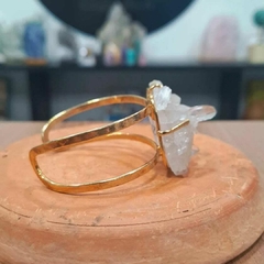 Bracelete Cristal drusa premium acabamento dourado