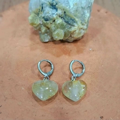 Brinco Quartzo hematóide coração lapidado