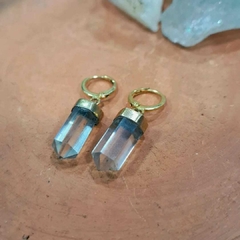 Brinco Quartzo cristal ponta lapidado