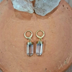 Brinco Quartzo cristal ponta lapidado - comprar online
