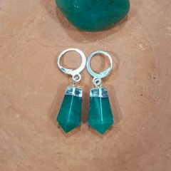 Brinco Quartzo Verde ponta lapidado - comprar online