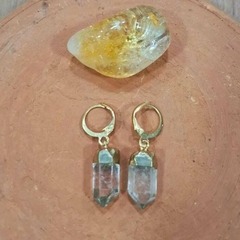Brinco Quartzo cristal ponta lapidado - Elementar