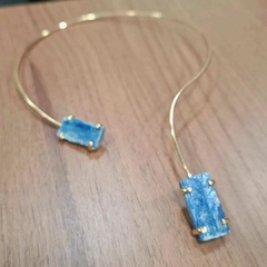Choker Cianita azul dupla (dourado) - comprar online