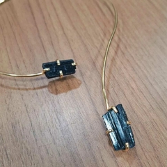 Choker dupla Turmalina negra (dourado) - comprar online