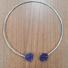 Choker Drusa de Ametista dupla (prateado) - comprar online
