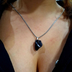 Pingente Obsidiana bruta minimalista