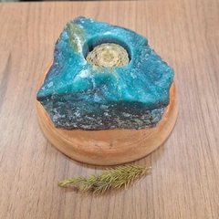 Porta velas lapidado em Quartzo verde rústico - comprar online