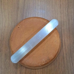 Bastão cilíndrico em Selenita branca 15cm