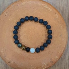 Pulseira Proteção Esferas 8mm (Basalto, ônix, selenita, labradorita)