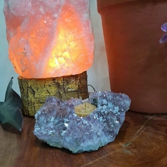 Porta velas lapidado em Drusa de Ametista premium - comprar online