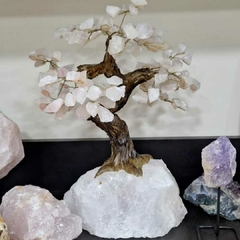 Árvore de Quartzo rosa base quartzo rosa bruto 25cm