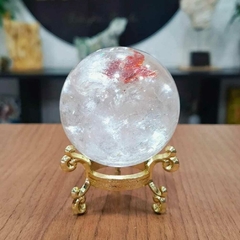 Esfera Cristal quartzo extra com detalhe 6cm diâmetro